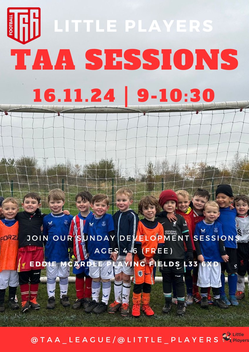 TAA Kirkby Fixtures,

Development Session ages 4-6 FREE for your child

Contact to join ⚽️👍🏼