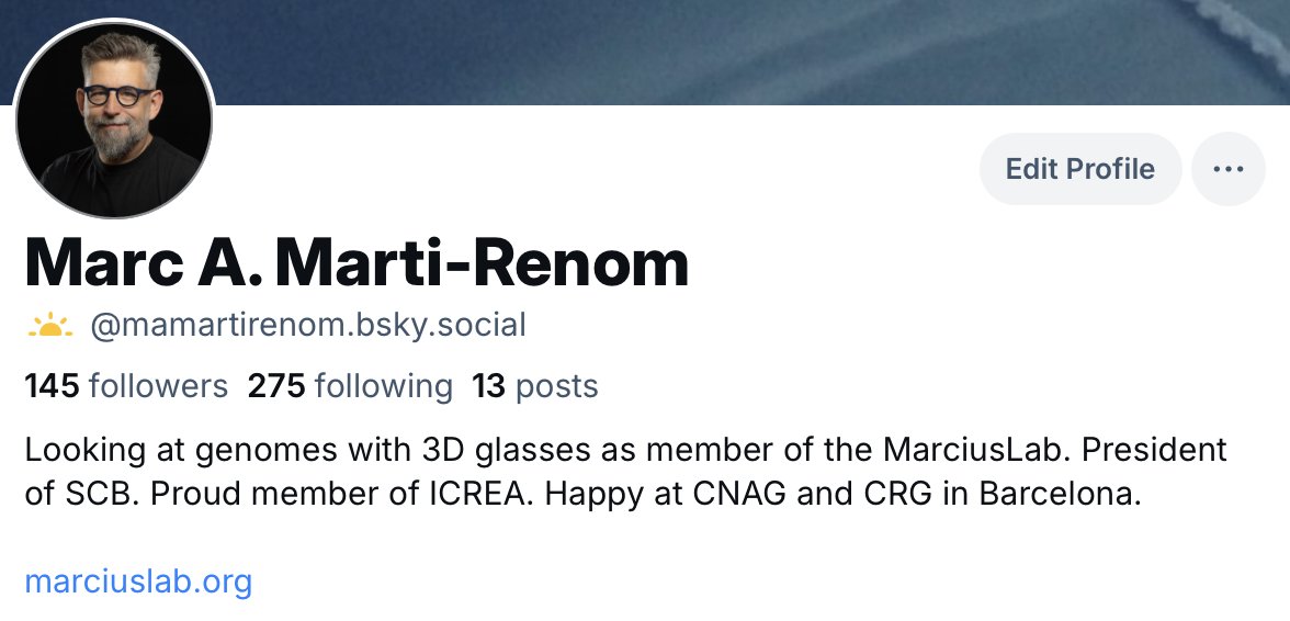 Marc A. Marti-Renom (@mamartirenom) on Twitter photo Dear friends and colleagues, this is our last post at X, also applies to <a href="/MarciusLab/">Marcius Lab</a>.
You can find both of them now at <a href="/bluesky/">bluesky</a> under <a href="/mamartirenom/">Marc A. Marti-Renom</a>.bsky.social.
I will repost this during this week and then... ciao bacalao. 👋🏻
Hope to see you all soon in the "new twitter"😃 Dear friends and colleagues, this is our last post at X, also applies to <a href="/MarciusLab/">Marcius Lab</a>.
You can find both of them now at <a href="/bluesky/">bluesky</a> under <a href="/mamartirenom/">Marc A. Marti-Renom</a>.bsky.social.
I will repost this during this week and then... ciao bacalao. 👋🏻
Hope to see you all soon in the "new twitter"😃