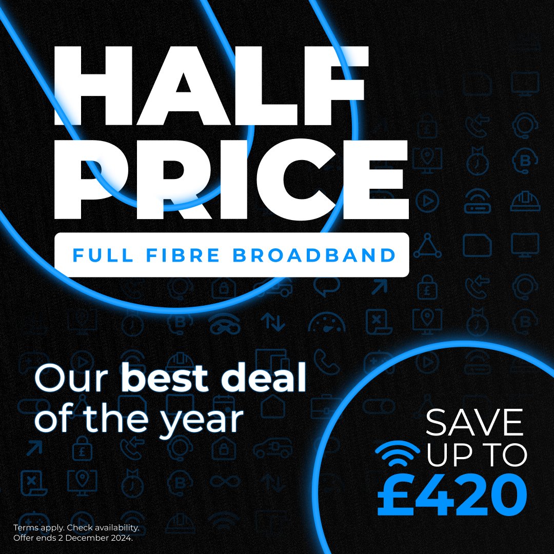 Start your Black Friday today!

Get 50% off on our broadband plans for 12 months!*💥

Don't miss out on savings of up to £420! It's the perfect time to upgrade and save BIG on LightSpeed broadband!

Grab this unbeatable deal now and enjoy premium broadband at half the price!