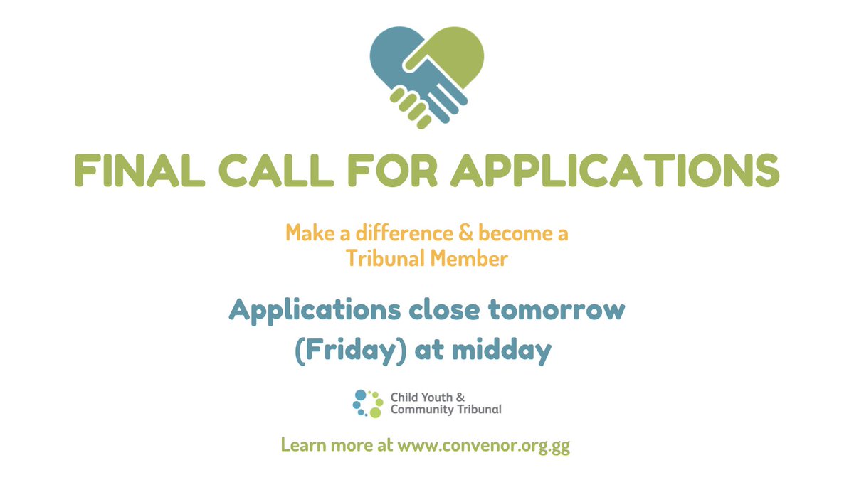 🚨🚨 Calling Guernsey and Alderney residents – you have until midday tomorrow to get your application in to become a Tribunal Member: forms.office.com/pages/response…