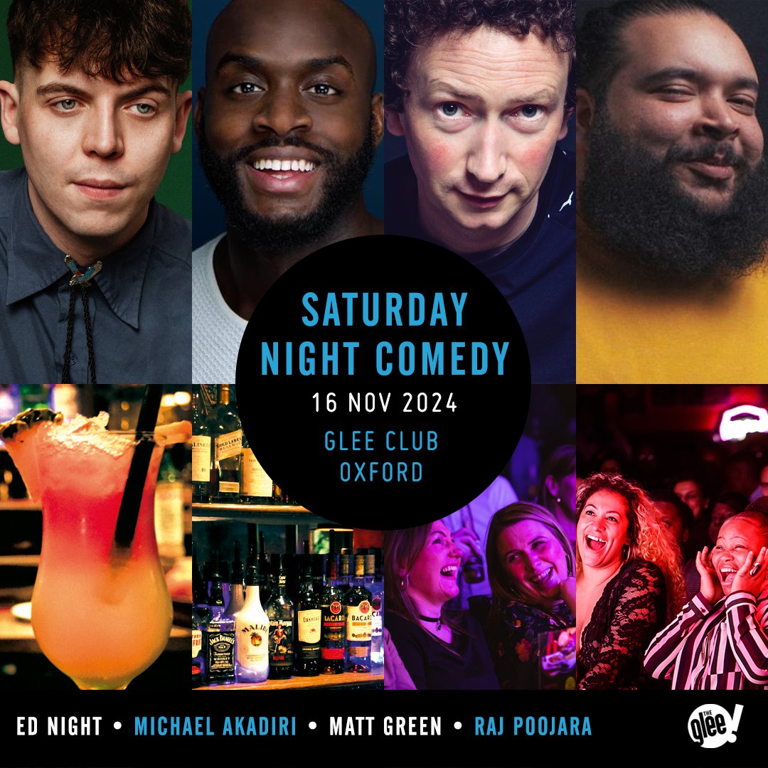 The Glee Club Oxford (@gleecluboxford) on Twitter photo Scratch your comedy itch with a rib-tickling night at The Glee Club this weekend!
Sending you into a fit of giggles will be the superb <a href="/_ednight/">Ed Night</a>, <a href="/MichaelAkadiri/">THE COMEDY DOC - TOUR EXTENSION ON SALE NOW!</a>, <a href="/mattgreencomedy/">Matt Green</a> & <a href="/lord_rajj/">Raj Poojara | Comedian</a> 😂
Come laugh with us! 🎟 bit.ly/OxfordWeekendC… Scratch your comedy itch with a rib-tickling night at The Glee Club this weekend!
Sending you into a fit of giggles will be the superb <a href="/_ednight/">Ed Night</a>, <a href="/MichaelAkadiri/">THE COMEDY DOC - TOUR EXTENSION ON SALE NOW!</a>, <a href="/mattgreencomedy/">Matt Green</a> & <a href="/lord_rajj/">Raj Poojara | Comedian</a> 😂
Come laugh with us! 🎟 bit.ly/OxfordWeekendC…