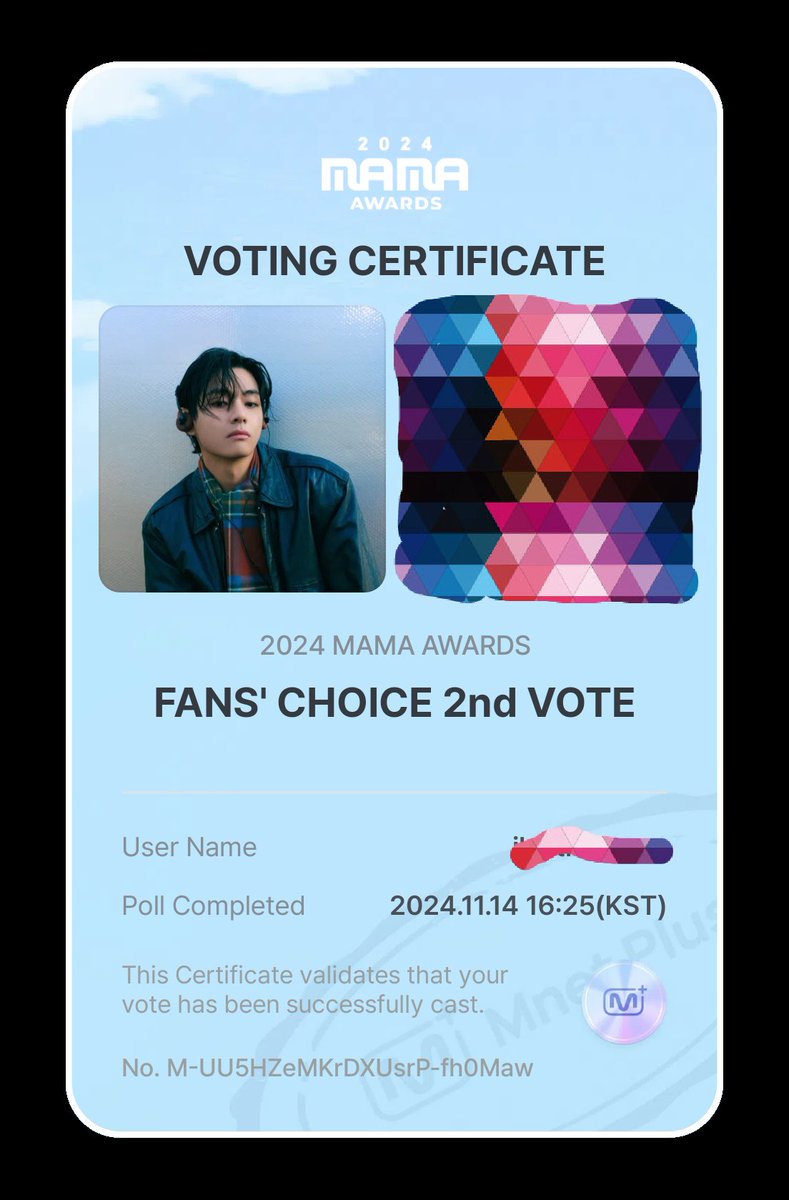 ItsCersei's tweet photo. I voted for #V at the #2024MAMAVOTE https://t.co/eTDbuThVCW
