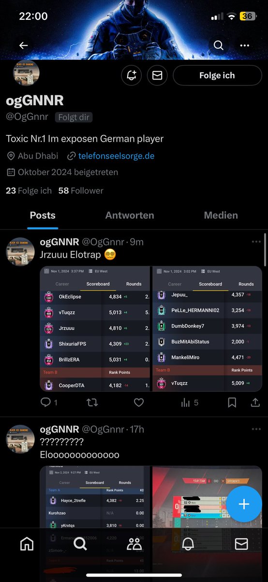 Elo trapper down….  (Screenshot from @OgGnnr Twitter Post)