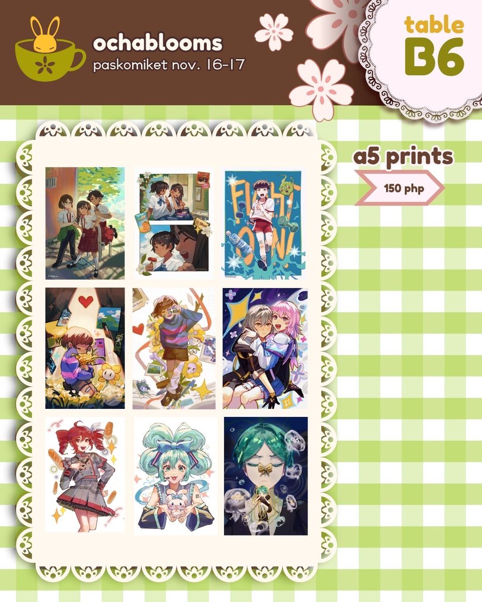 ochablooms's tweet image. [rts appreciated 💗]

haii here's my catalog for paskomiket this weekend !! 🌱 come meet me and whatermelown at table B6 ✨

🌸 ft. bunny merch, og prints, r1999 stickers, bocchi the rock charms, and more !

#paskomiket2024 #komiket (1/3)