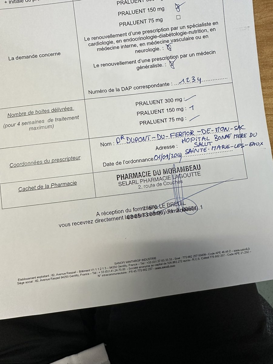 Mon petit jeu c’est d’embêter les labos qui demandent des infos qui ne les regardent pas, en remplissant n’importe quoi

Faudra qu’on fasse un podium à la pharmacie de celui qui arrive à avoir le plus d’imagination 😆