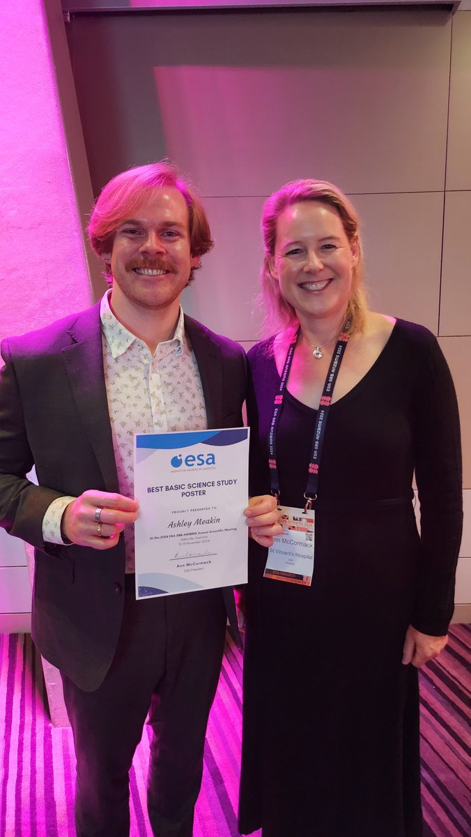 Endocrine Society of Australia (@endosocaus) on Twitter photo The ESA Poster Awards are awarded to the highest scoring poster presentations including a Q&A with the judging committee at the poster sessions. Congratulations to the awardees for 2024:
<a href="/asmeakin/">Ashley Meakin</a> - Basic Science
<a href="/MUmapathysivam/">Mahesh Umapathysivam</a> - Clinical
Tomasz Block - Clinical Case Report The ESA Poster Awards are awarded to the highest scoring poster presentations including a Q&A with the judging committee at the poster sessions. Congratulations to the awardees for 2024:
<a href="/asmeakin/">Ashley Meakin</a> - Basic Science
<a href="/MUmapathysivam/">Mahesh Umapathysivam</a> - Clinical
Tomasz Block - Clinical Case Report