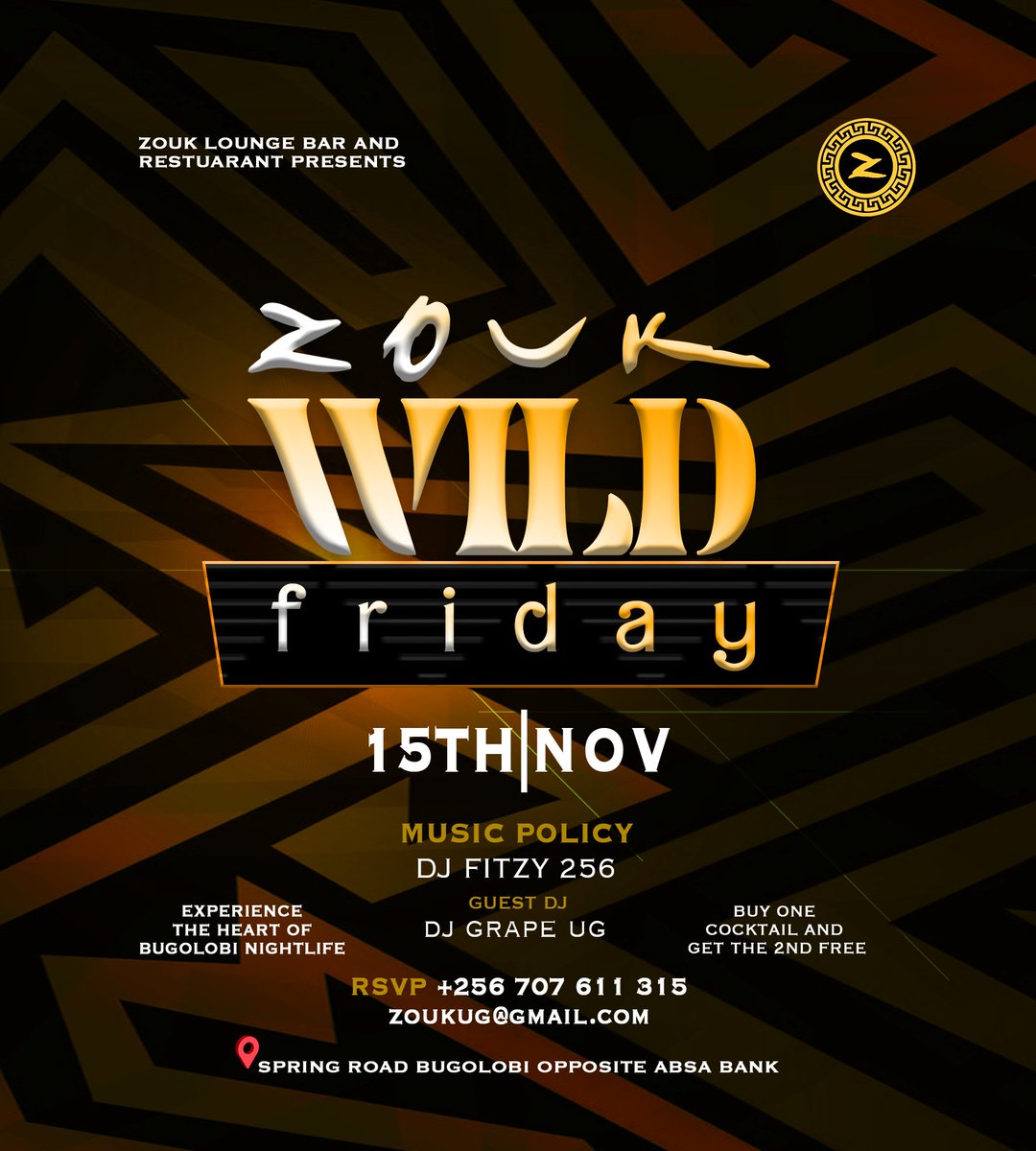 Noretirevents's tweet photo. Whatsapp?? Are you attending π #NyegeNyege2024 or we give you plan B??!
This Friday 15th Nov, we delve into kampala's wildest Friday.
#WildFriday
You are all welcome to join us.
β° 7:00PM | πZOUK_LOUNGE (FormerKaribu Bar).
FREE ENTRY
DM For reservations.
#ZoukLounge https://t.co/TW8YxoqWbQ