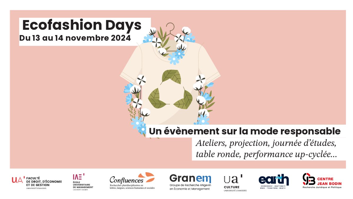 IAE Angers (@iaeangers) on Twitter photo 📢RDV à 16h15 en Amphi Volney à l'#IAEAngers, pour assister à une table ronde et explorer les enjeux de la mode durable avec des experts de notre territoire ♻️
<a href="/UnivAngers/">Université d'Angers</a> <a href="/AngersCjb/">Centre Jean Bodin</a> 📢RDV à 16h15 en Amphi Volney à l'#IAEAngers, pour assister à une table ronde et explorer les enjeux de la mode durable avec des experts de notre territoire ♻️
<a href="/UnivAngers/">Université d'Angers</a> <a href="/AngersCjb/">Centre Jean Bodin</a>