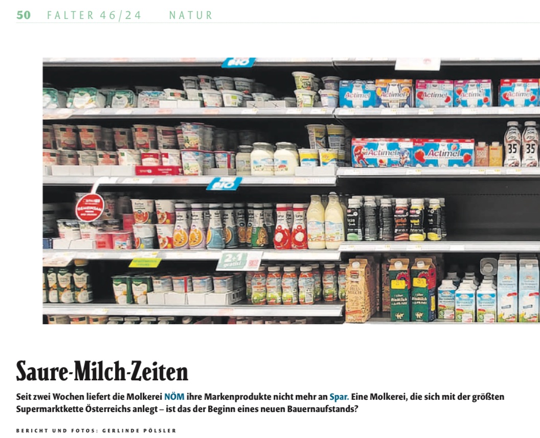 Im <a href="/falter_at/">@falter_at</a> geht <a href="/GPoelsler/">Gerlinde Pölsler</a> der Frage nach, warum in 🇦🇹 Milchregale im Handel teilweise leer sind.
Warum verzichtet der Händler auf Umsatz? Warum verzichtet die Molkerei auf Absatz?
Nachzulesen nur diese Woche im  Falter.