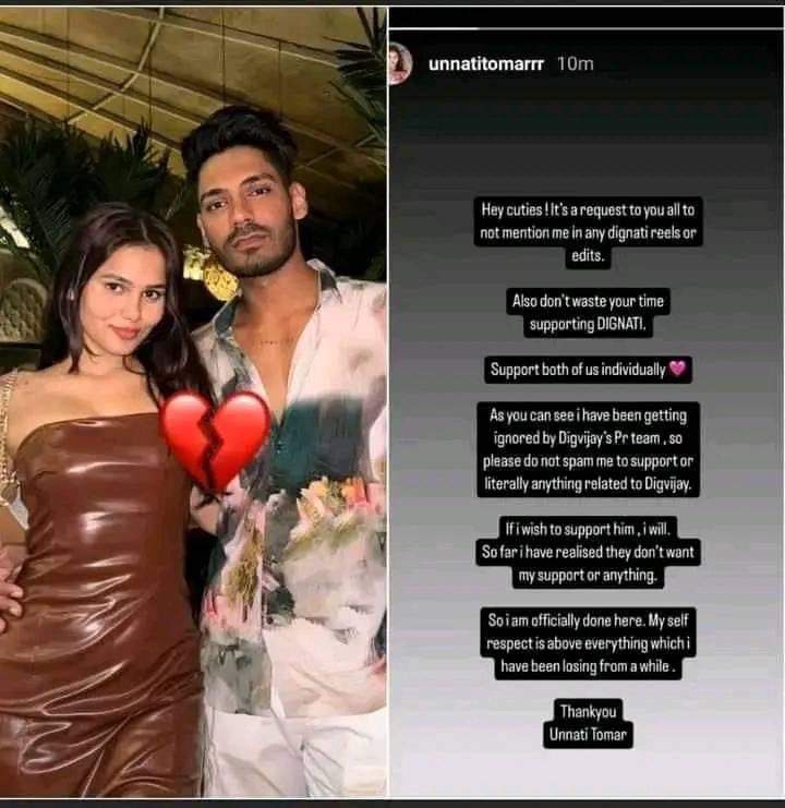 Digvijay Rathee Girlfriend #UnnatiTomar officially Broke up with #DigvijayRahtee 

#Biggboss18