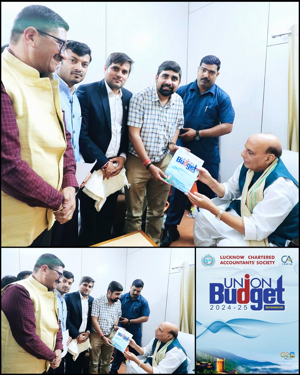 LCAS1998's tweet photo. Pleased to share that a delegation of Lucknow Chartered Accountants Society held a significant meeting with Hon’ble Member of Parliament &amp; Defence Minister, Shri Rajnath Singh Ji to discuss various issues concerning CA Community

Thankyou @rajnathsingh ji for your valuable inputs https://t.co/ChdDzgDAMk