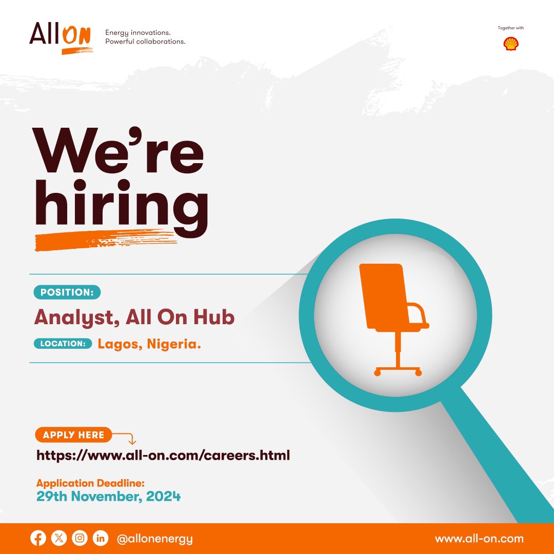 AllOnEnergy's tweet image. We are excited to announce that #AllOn is currently seeking talented and motivated individuals to join our dynamic team! 

For complete job descriptions, application deadlines, and how to apply, read flyer and click the link for further details lnkd.in/dAPbjdxq
#EnergyJob
