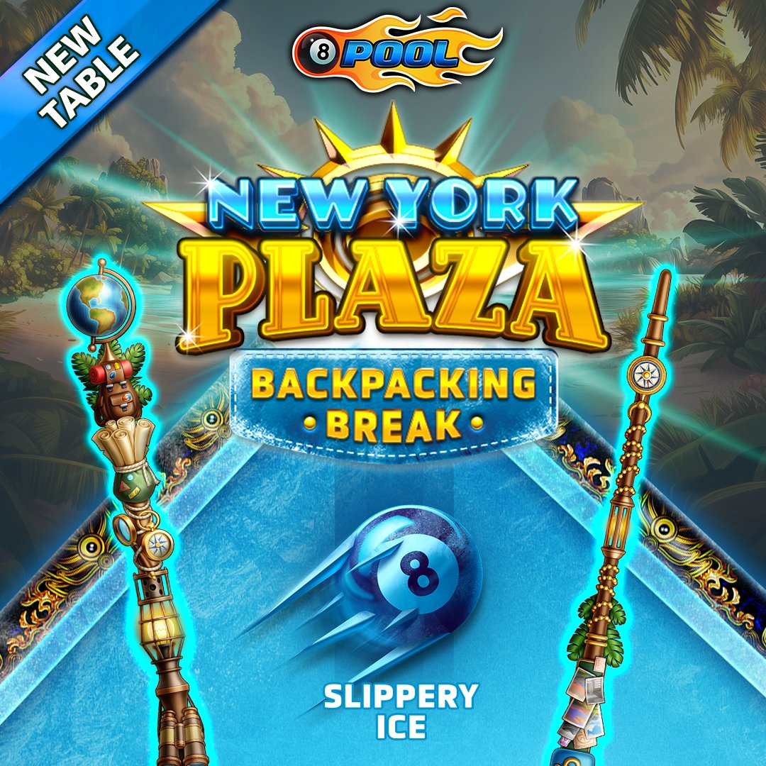 8ballpool's tweet image. Stay cool and pocket more #BackpackingBreak prizes from the NEW winter-themed #NewYorkPlaza table! 🎱 🇺🇸

🧊 Slippery ice gameplay
🎁 Unlock/upgrade a new Cue
🗓️ Tables rotate every 48 hours

More Info » mcgam.es/k2z5v4

#8BallPool