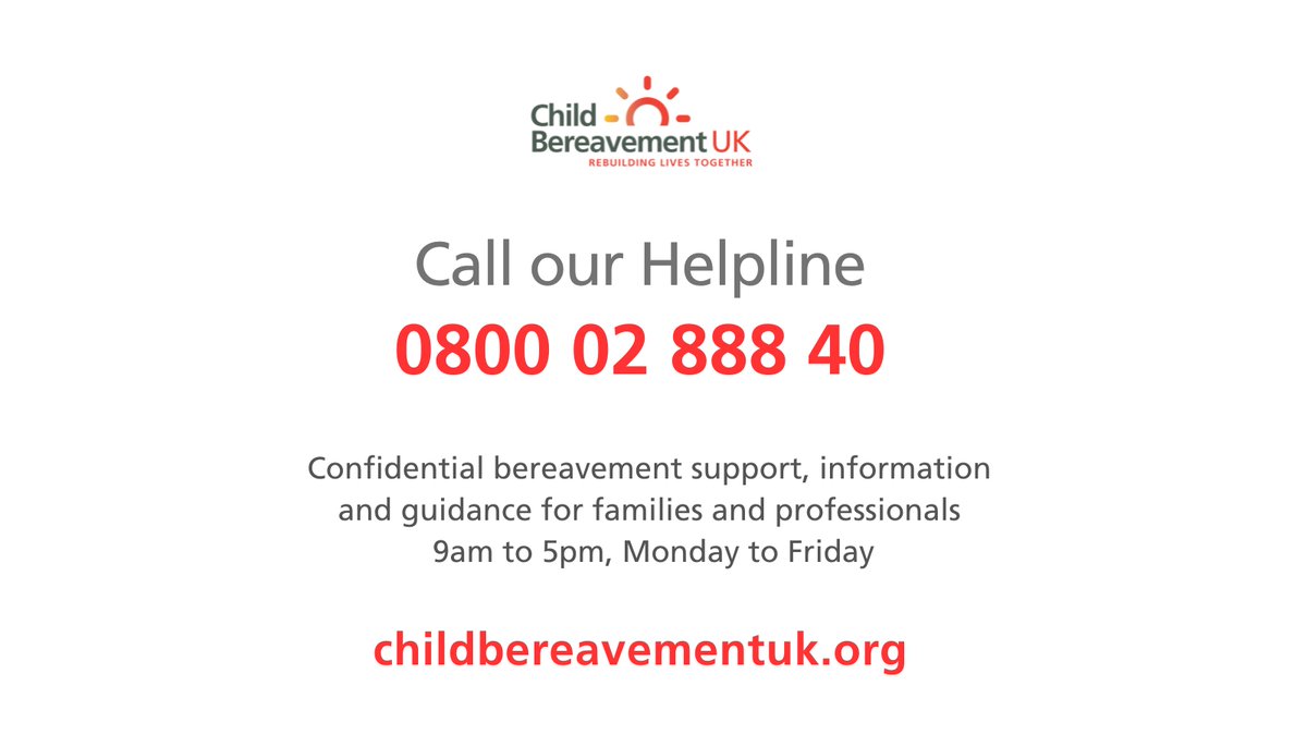 Are you looking for confidential bereavement support, information or guidance?

Our confidential helpline is open from 9am-5pm, Monday to Friday.

#BereavementSupport