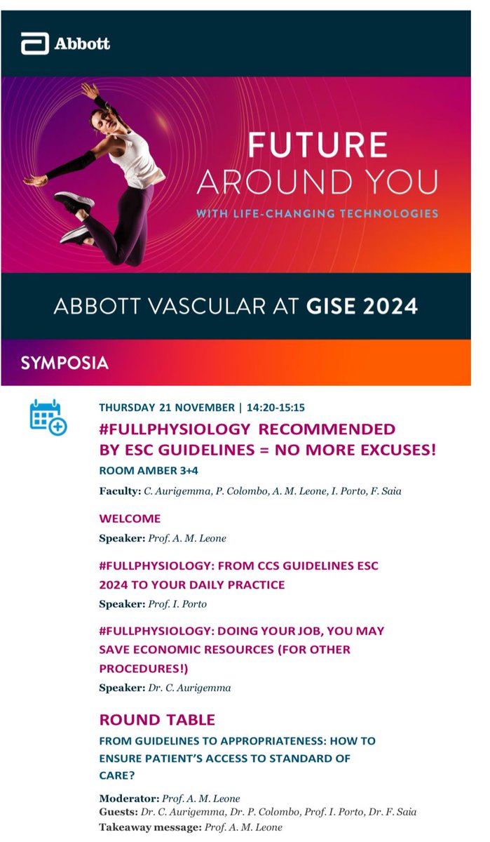 Thursday 21 November <a href="/sicigise/">Sici GISE</a> congress join us in a very interactive round table about #FullPhysiology. NO MORE EXCUSES! <a href="/FullPhysiol/">#FullPhysiology</a> <a href="/ItaloPorto2/">Italo Porto</a> <a href="/CristinaAuri17/">Cristina Aurigemma</a> <a href="/saia_francesco/">Francesco Saia</a> <a href="/GianlucaCampo78/">Gianluca Campo</a>