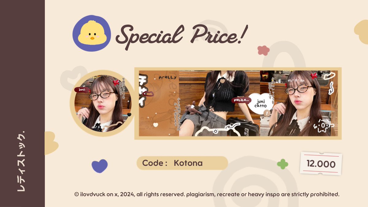 flis help rt ia tman tmun, maaci 🤎

hi by aku open titipan kotona by reply ia <3 kali ini ada special price, jadi 12k ajaa!

jangan lupa cek alt untuk ketentuan jajannya! aku tutup rep nya kalo aku rasa cukup :3 #zonauang