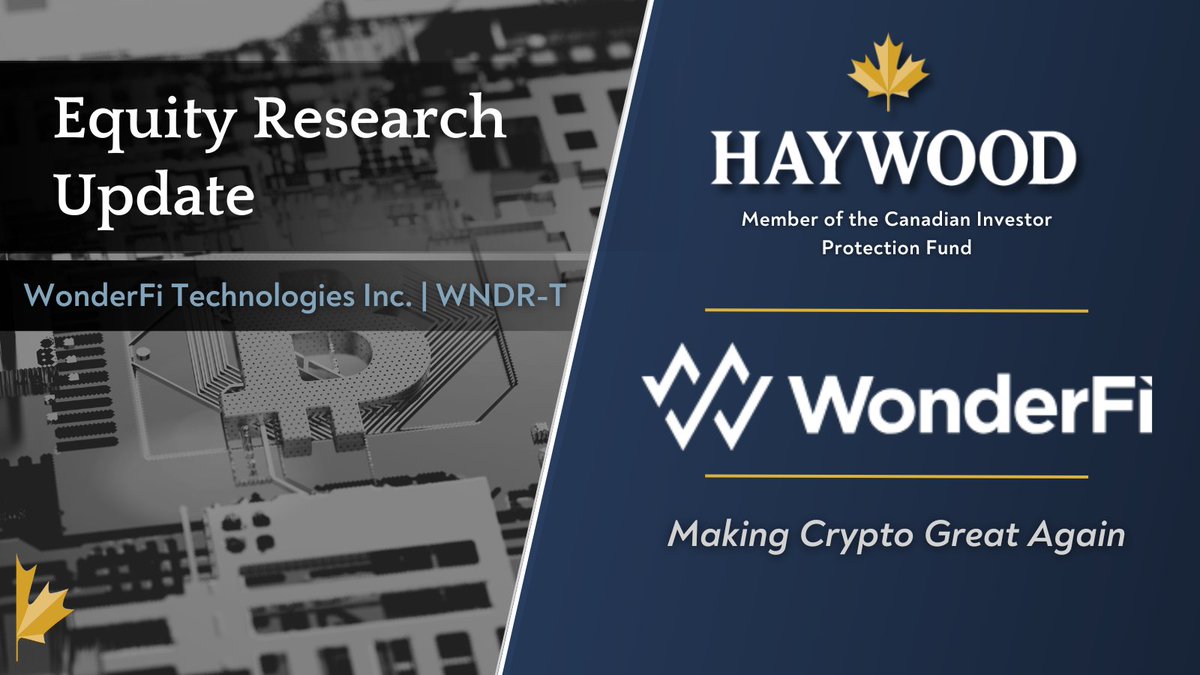 Haywood Research Analyst Gianluca Tucci has increased his target price on <a href="/WonderFi/">WonderFi</a>. Contact your Haywood Investment Advisor for a copy.

#EquityResearch #WonderFi #Crypto #WonderFiTechnologies $WNDR