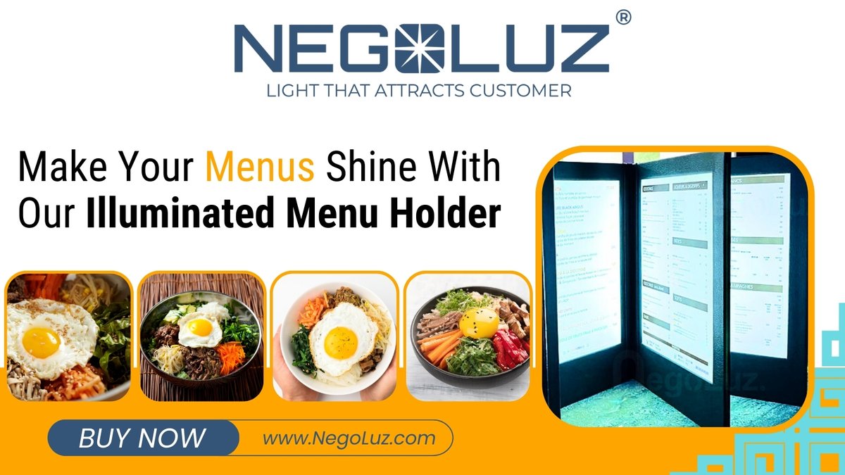 Negoluz_EN's tweet photo. 🎉 Transform your customers' experience with subtle lighting ✨ and modern design 🖼️ with our elegant menu holders 💡 that catch the eye 👀 while presenting your dishes 🍽️ with style.

#MenuHolder #LightingDesign #RestaurantStyle #CustomerExperience #ElegantDining https://t.co/i3evYRDixj