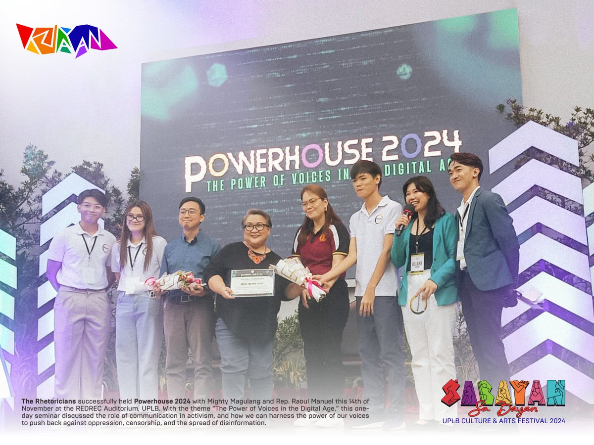 HARNESS THE POWER OF VOICE! 📢📲

Congratulations to <a href="/TheRhetoricians/">The Rhetoricians</a>  for their successful conduct of Powerhouse 2024 with <a href="/mightymagulang/">Mona Magno-Veluz</a> and <a href="/iamRaoulManuel/">Raoul Manuel</a> ! 

#PH24
#Powerhouse2024
#SabayanSaBayan
#KULAYANangUPLB