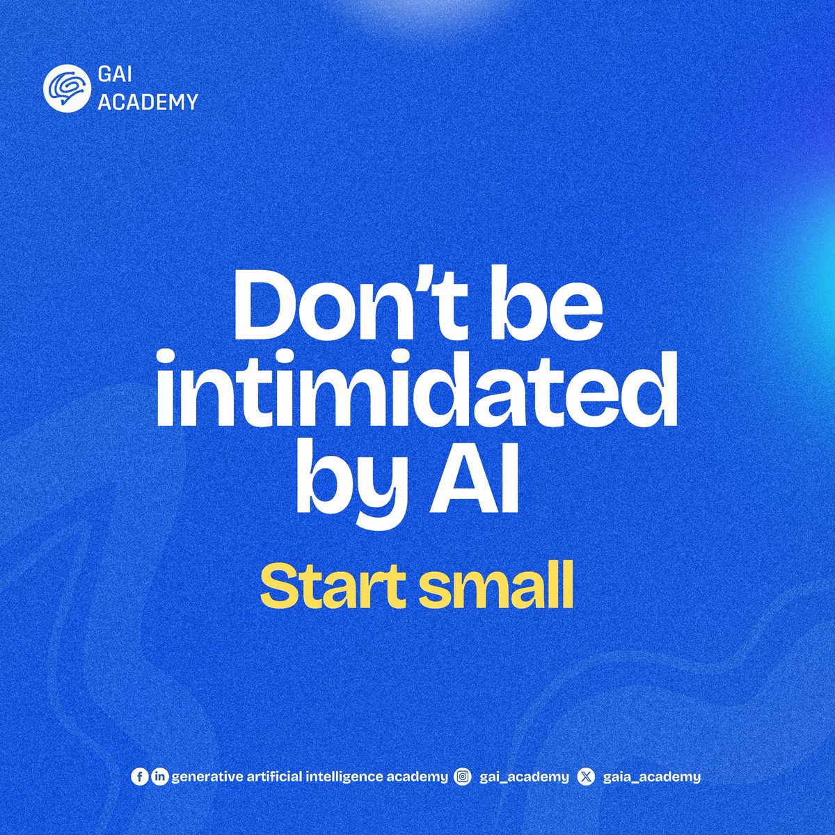 GAIA_Academy's tweet image. Ready to step up your AI game?🤔

Start small, stay curious, and keep great company! 

Here are some tips to keep you motivated on your AI journey.👇

Which other tip do you think can be helpful? Tell us

#AIBasics #TechTipsThursday #BoostYourSkills #GAIAcademy