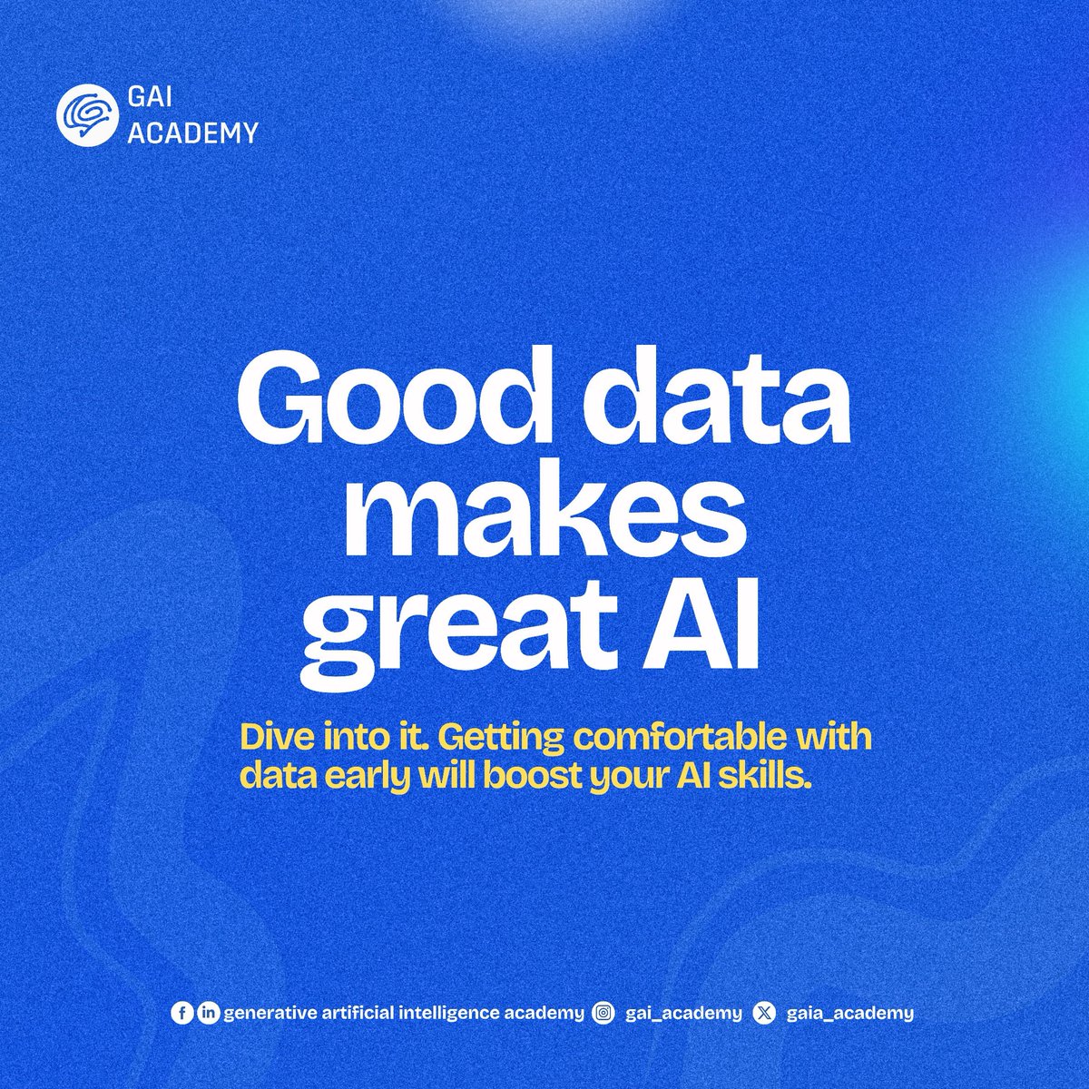 GAIA_Academy's tweet image. Ready to step up your AI game?🤔

Start small, stay curious, and keep great company! 

Here are some tips to keep you motivated on your AI journey.👇

Which other tip do you think can be helpful? Tell us

#AIBasics #TechTipsThursday #BoostYourSkills #GAIAcademy
