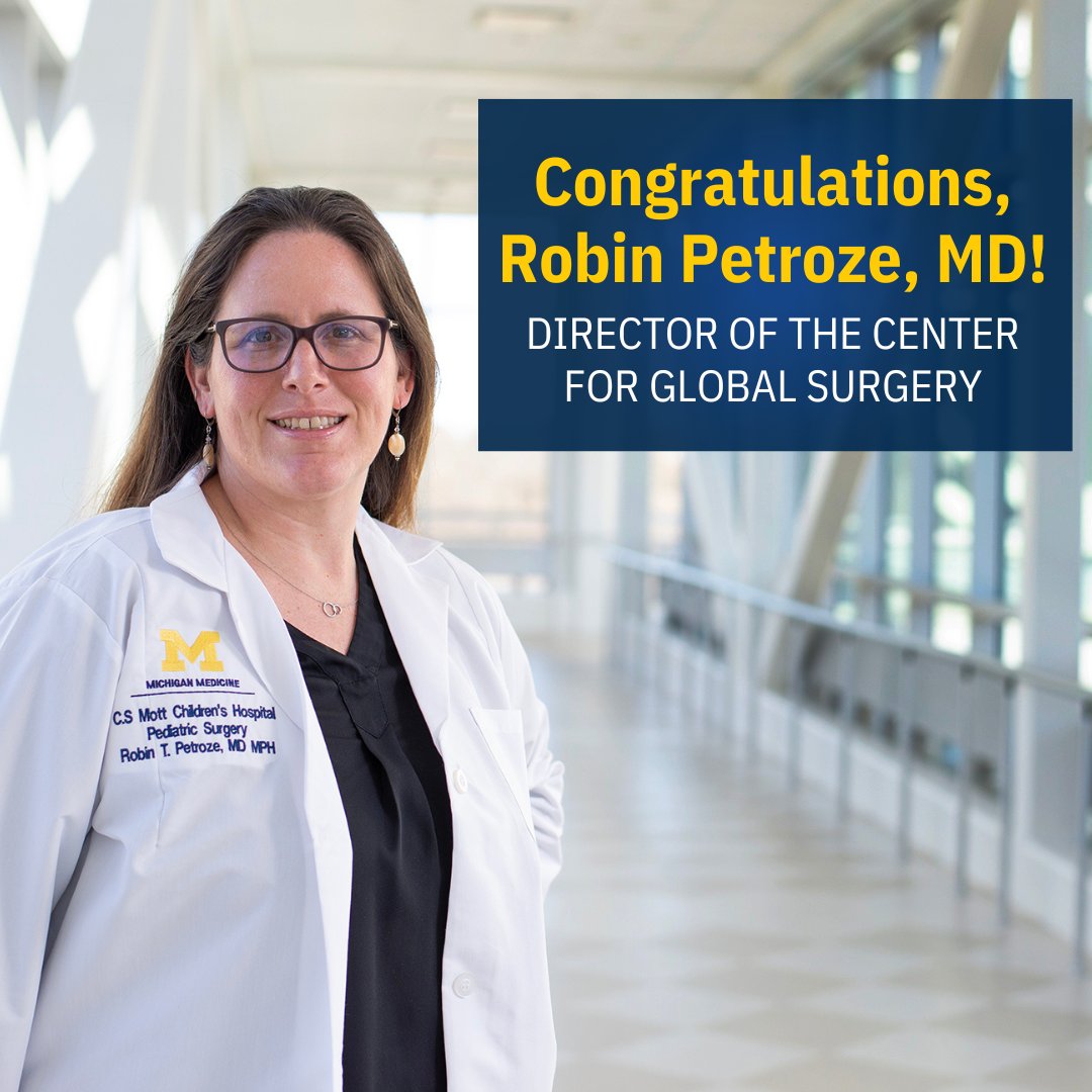 Exciting news: Dr. Robin Petroze is the next Director of our Center for Global Surgery! She succeeds Dr. Krishnan Raghavendran, the founding director, who cultivated a passionate community interested in global surgery.

We can’t wait to watch her vision take shape. Congrats!