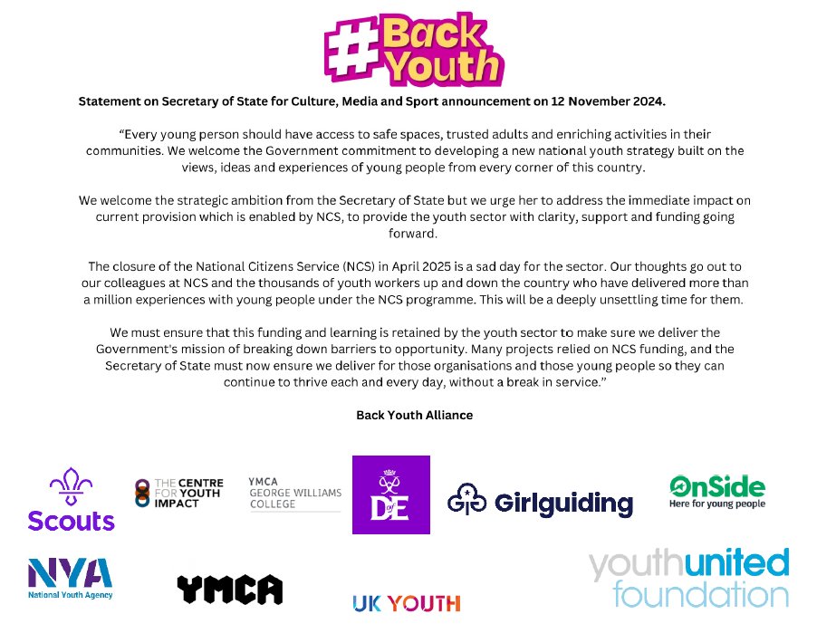 Every young person deserves access to safe spaces, trusted adults, and enriching activities. We welcome the Government’s commitment to a new youth strategy but urge clarity and support for youth sector funding, especially with the <a href="/NCS/">NCS</a> closure in 2025. The Government must protect