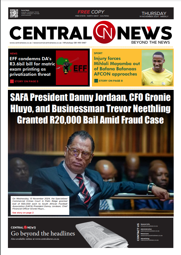 centralnewsza's tweet photo. 🔴Central News Special Edition 083🔴 “SAFA President Danny Jordaan, CFO Gronie Hluyo, and Businessman Trevor Neething Granted R20 000 Baid Amid Fraud Case”

Download Here:

https://t.co/Ft2hISSnBe

Read all our publications on magzter:

https://t.co/UPyaE1Pkf8

_______________________

 Central News also offers Sponsored Editorial Content,  Podcasts , Radio / Social Media Simulcast, Video Production , Live Streaming Services, Press Conferences, and Paid Interviews (Video/Audio) etc.

We guarantee exceptional exposure, reach, and engagement, with an excellent return on investment.

Advertisement:

To place your advert on our platforms (Print Newspaper or Digital Platforms) : Please email : sales@centralnews.co.za

For Business Related:
business@centralnews.co.za

Newsroom:
Send your Stories / Media Statements To: newsroom@centralnews.co.za

General Info:
info@centralnews.co.za
Office Administrator:
admin@centralnews.co.za

Whatsapp / Call: 081 495 5487
Website: https://t.co/mvWymlqYmX

Social Media Platforms (@centralnewsza) : Linkedin, Facebook, Tiktok, Twitter, Instagram, Youtube
#centralnewsza #freestate