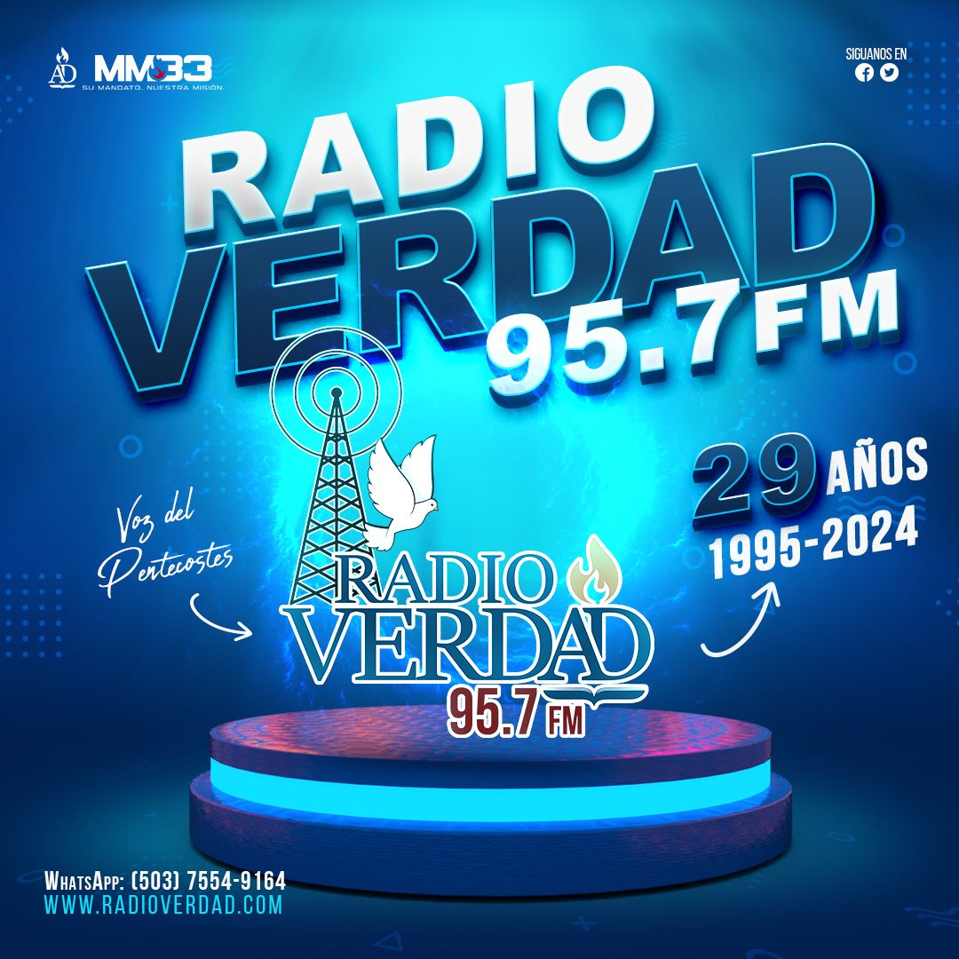 RadioVerdad_AD's tweet photo. Fue un día como hoy, 14 de noviembre de 1995; cuando por primera vez surco el espacio, la señal de Radio Verdad 95.7FM.
GRACIAS A DIOS, POR ESTOS 29 AÑOS...!!!

Enlace para OFRENDAS: https://t.co/QAVi2bhz9q

#ADElSalvador #MM33 #CEADSV https://t.co/3HTpbcBGwW