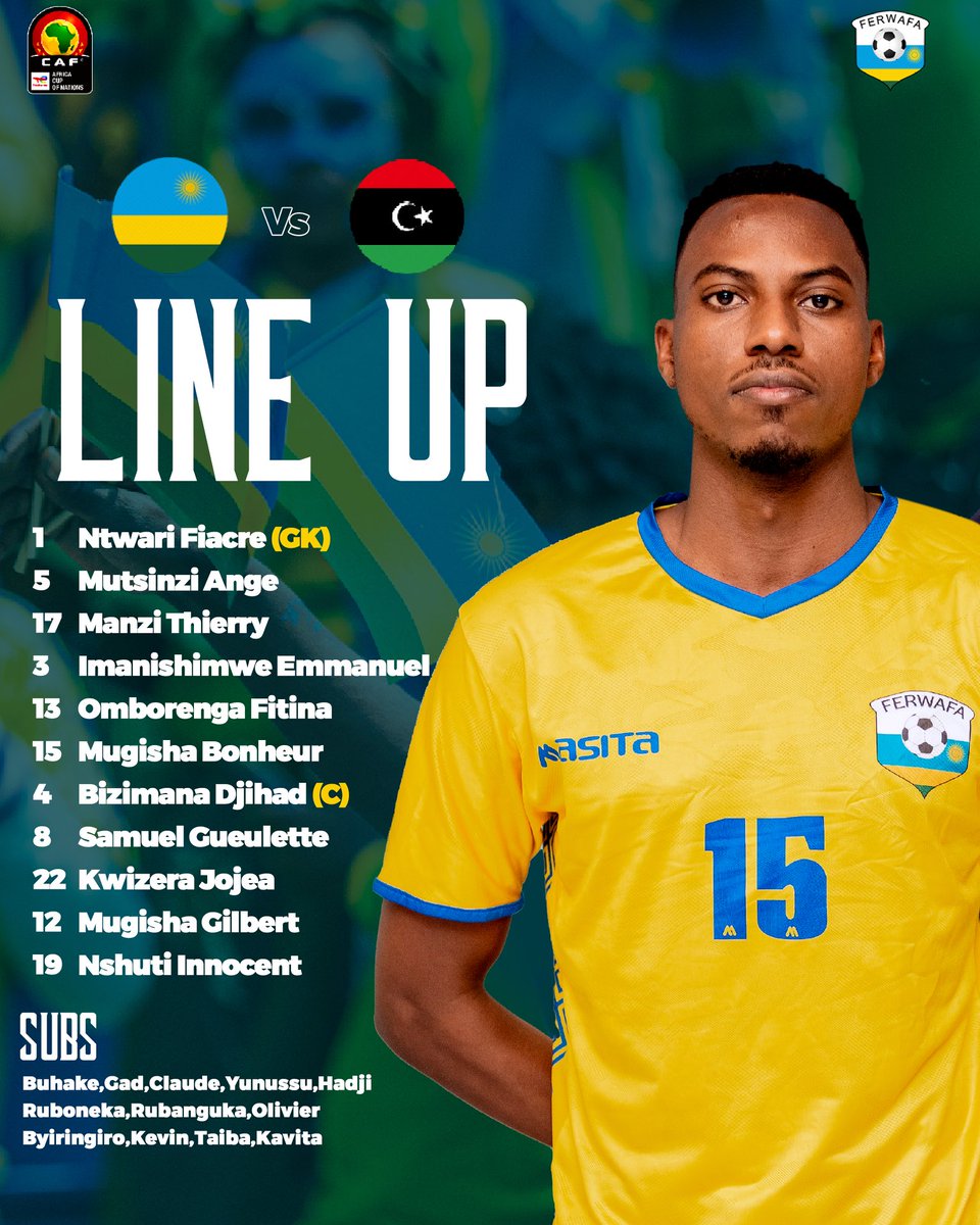 TwahirwaIpha's tweet photo. 11 b'u #Rwanda bagiye guhura na #Libyia #TweseInyumaYAmavubi https://t.co/K4RM18ukBi