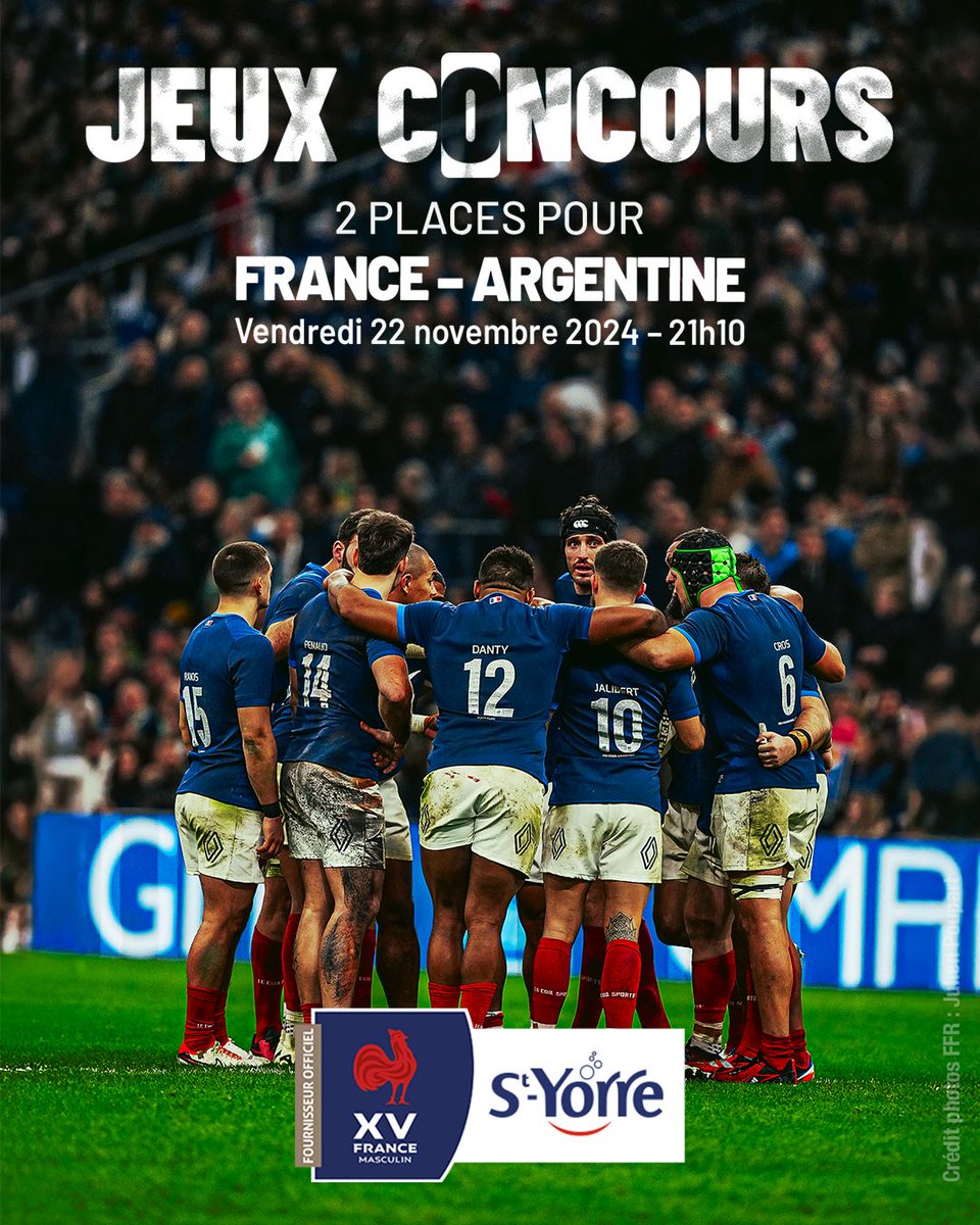 styorreFR's tweet image. 🏉𝐉𝐄𝐔 𝐂𝐎𝐍𝐂𝐎𝐔𝐑𝐒🏉| Fans de Rugby, on vous embarque au Stade de France😃

🔥Tentez de remporter 2 places pour 𝐅𝐑𝐀𝐍𝐂𝐄 - 𝐀𝐑𝐆𝐄𝐍𝐓𝐈𝐍𝐄.

👉Pour participer 𝐑𝐓 + 𝐅𝐨𝐥𝐥𝐨𝐰 @styorreFR

TAS le 18/11. 1 gagnant. 
#SoifdeVictoire #FRAARG #AutumnNationsSeries