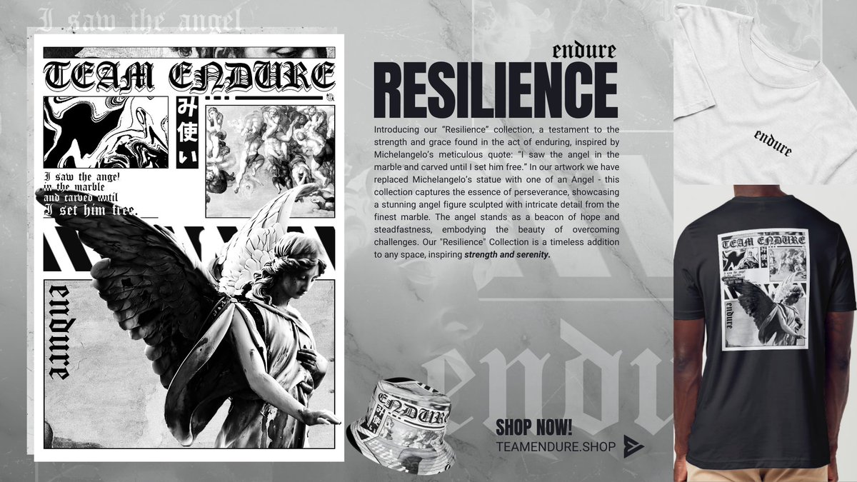 ggEndure's tweet photo. Carve the marble and set yourself free.
Continue to find your craft, endure the hardships, and find peace in everything you do. For the resilient.
Code RES10 for 10% off: https://t.co/oVacoStCoh
Join the discord: https://t.co/aqW6T3zent
#teamendure