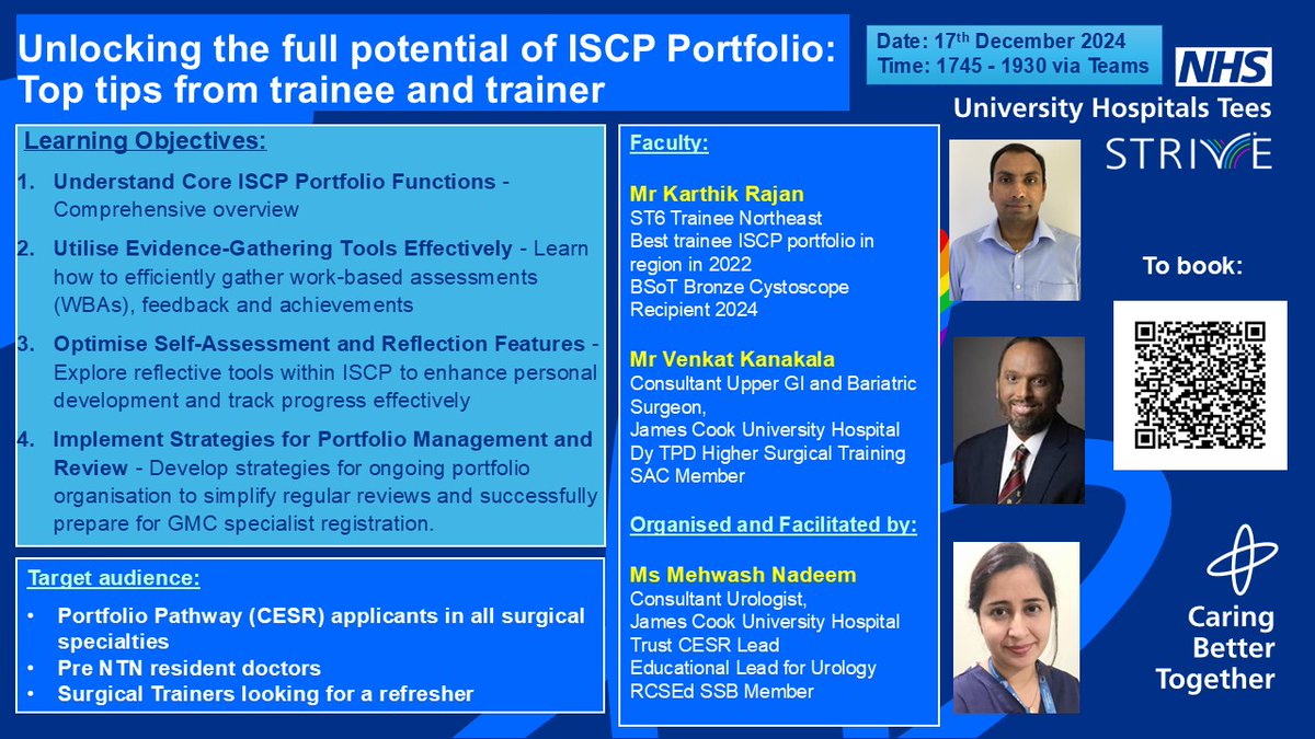 STRIVEPostgrad (@steespged) on Twitter photo 🌟Exclusive webinar designed for surgical doctors looking to unlock the full potential of their ISCP portfolio.
For more information and booking details, please contact stees.postgrad@nhs.net 🌟 🌟Exclusive webinar designed for surgical doctors looking to unlock the full potential of their ISCP portfolio.
For more information and booking details, please contact stees.postgrad@nhs.net 🌟