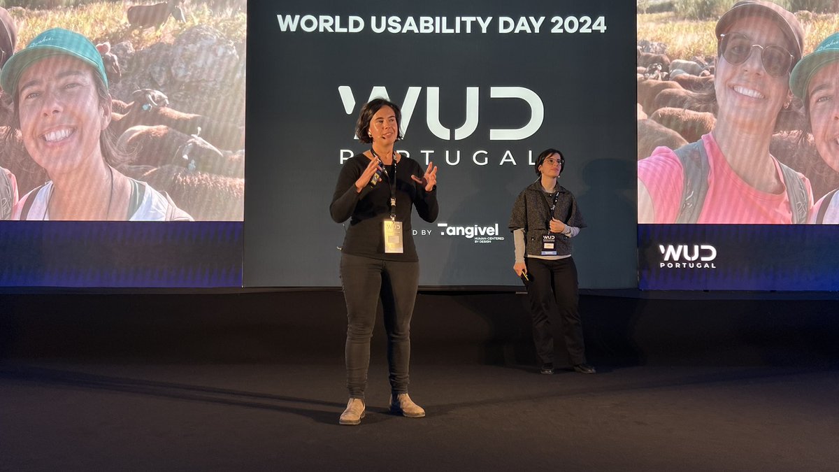 jcampos's tweet photo. The WUD Portugal's sixth talk is about lessons about usability based on tradition. Yes, tradition. With sheep and shepherds. An eye-opening viewpoint. Thanks, Ana Couvinhas and Joana Vieira (both from @OutSystems). #wudporttugal2024 #tangivel https://t.co/B8WdsGPwJO