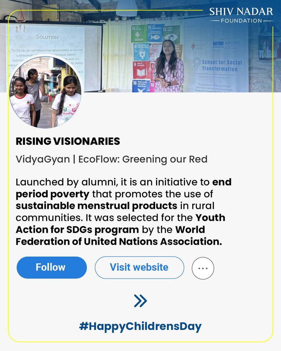 ShivNadarFDN's tweet photo. At Shiv Nadar Foundation, we are committed to empowering young minds to drive meaningful change and emerge as next-gen leaders. This #ChildrensDay, we celebrate all the students who are redefining the future through their creativity, leadership &amp; passion for innovation. https://t.co/uCnncedypf