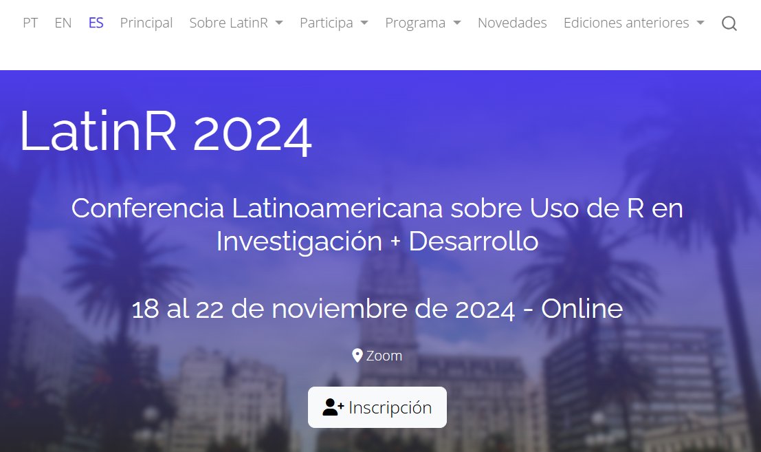 No falta NADA para una nueva edición de <a href="/LatinR_Conf/">LatinR</a>  (virtual, accesible para todo el mundo). Agenden!

Más información en latinr.org