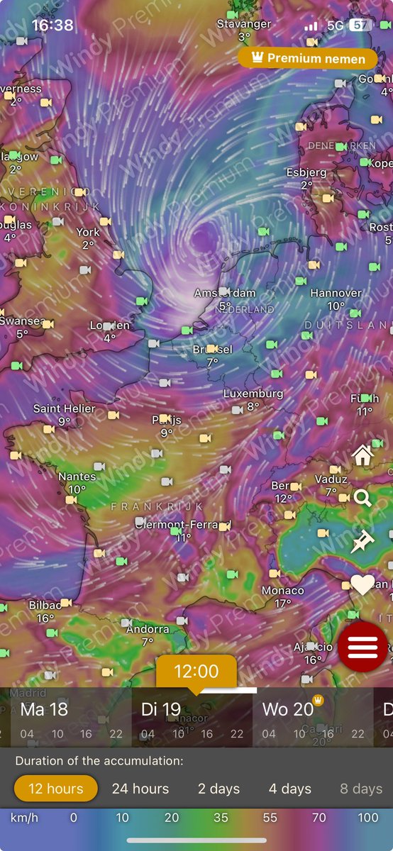Als deze zo uitpakt krijgen we een heel fikse storm dinsdag.