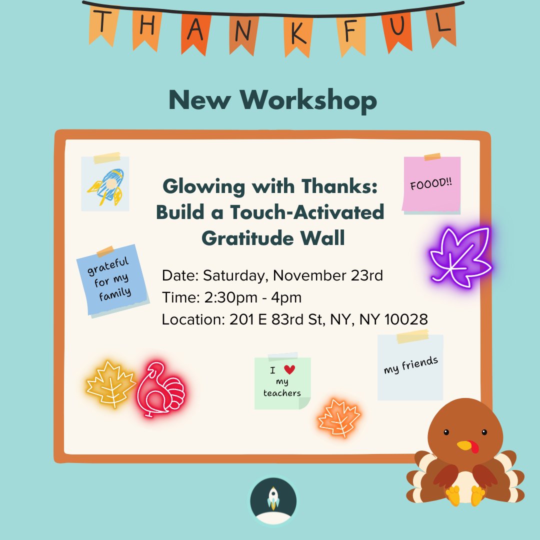 thecodingspace's tweet image. Discover the power of gratitude. Join us for a wonderful opportunity to see the impact of #gratitude through a workshop involving programming, circuits, technology, and art. Link in bio!
#STEM #creativekids #learningthroughplay #activekids #autumn #grateful #nyc #youth #craft
