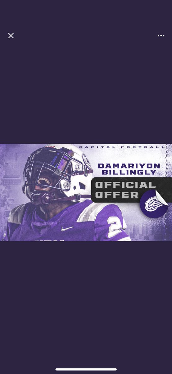 I am extremely blessed to announce my first offer from <a href="/CapitalU_FB/">Capital University Football</a>! Thank you to <a href="/Coachcalexander/">Charles Alexander</a> for the opportunity#AGTG.