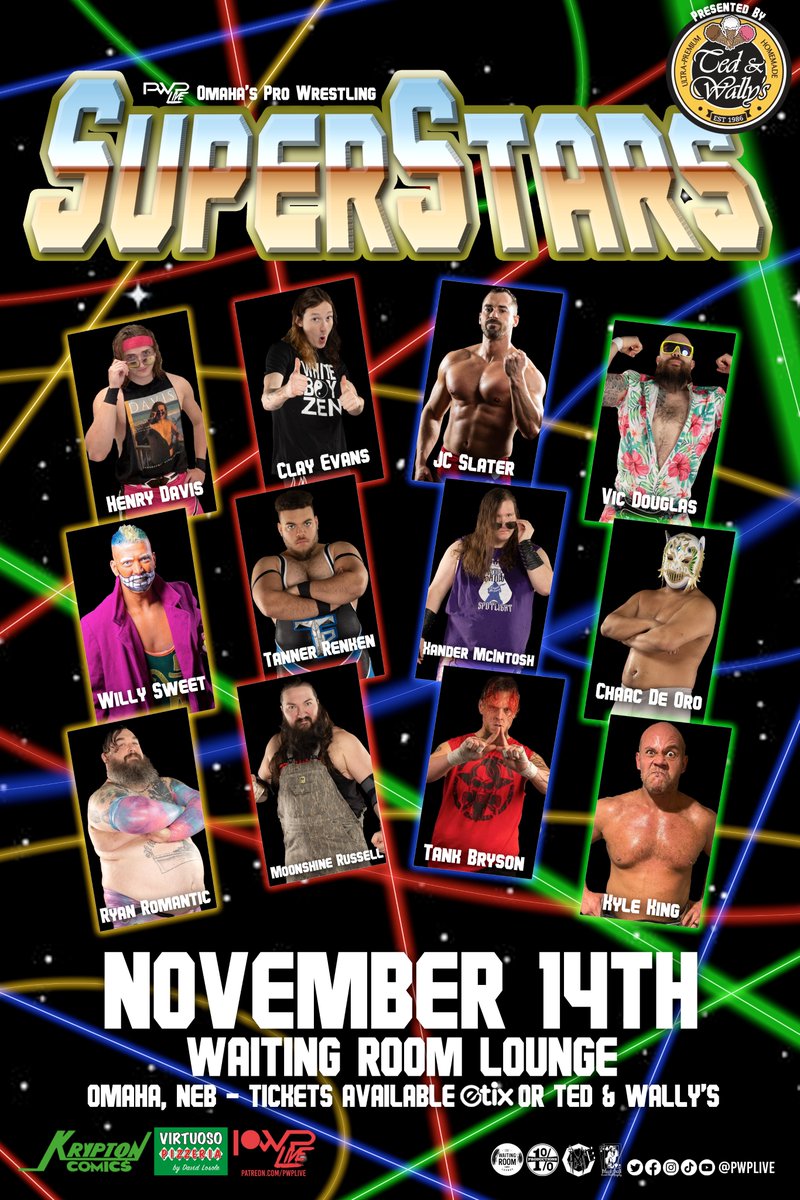 PWPLive's tweet image. TONIGHT!!!

PWP Superstars! At The @Waiting_Room in Omaha, NE!

Reserved tables, individual front row seats, and individual GA tix available here: etix.com/ticket/p/57982…

GA tix still available at both @tedandwallys locations (Benson &amp;amp; Old Market) for just $10 while they last!