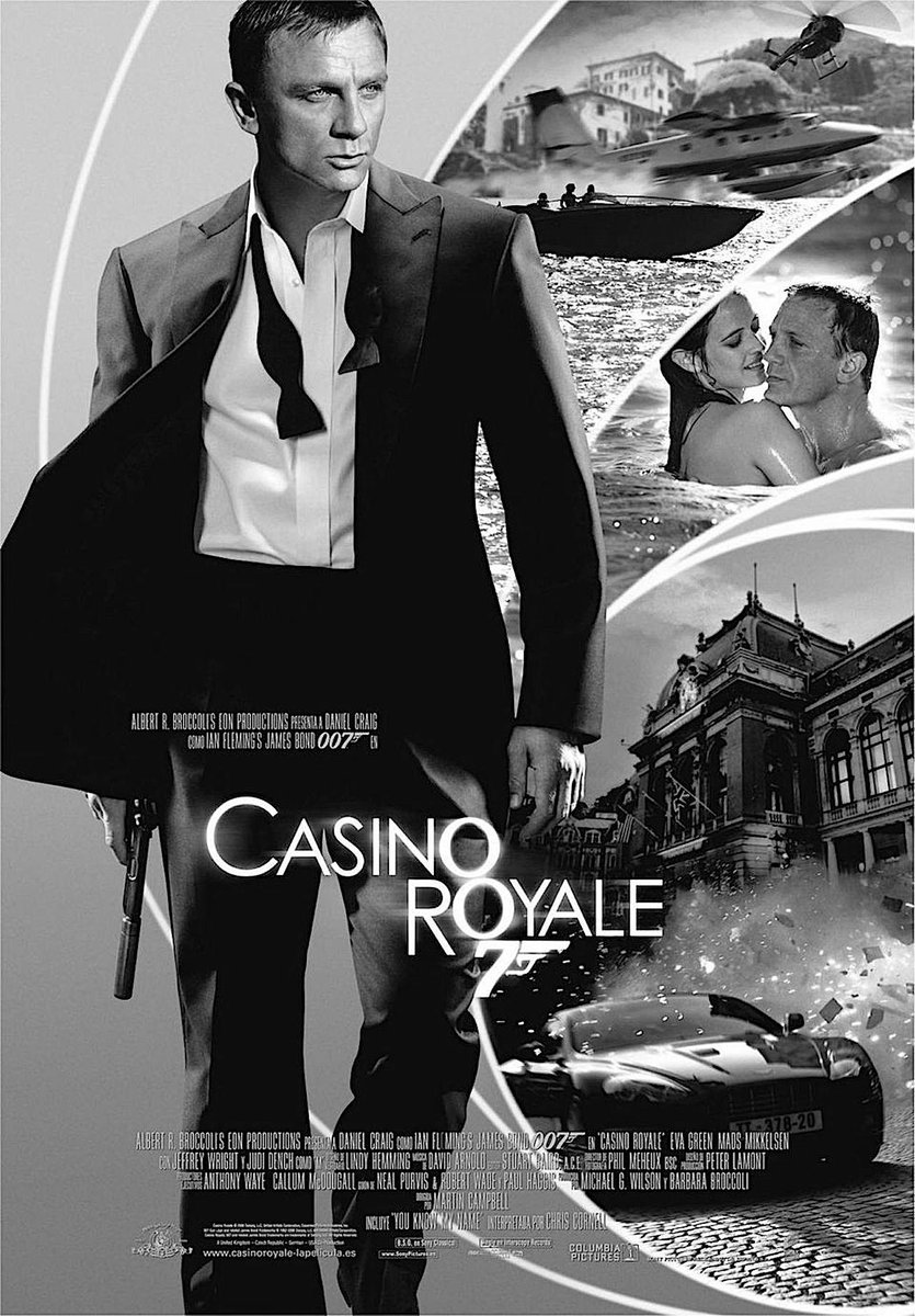 007Films's tweet photo. ALBERT R. BROCCOLI'S
EON PRODUCTIONS LTD.
presents
DANIEL CRAIG
as
IAN FLEMING'S
JAMES BOND
007
in
CASINO ROYALE
#007Films
14 NOVEMBER 2006 (LONDON PREMIERE) https://t.co/Zd1UOTnHWw
