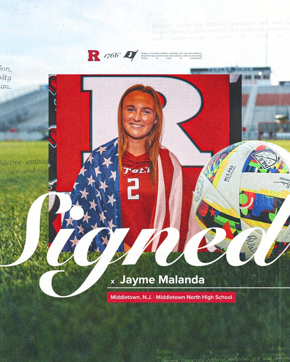 RUWSoccer's tweet photo. Welcome To the Banks, Jayme Malanda!
This homegrown defender/midfielder is out of PDA North Blue, where she led the squad to three ECNL Conference titles and made the National Final in '22. She was also All-State at Middletown.
#ForeverRutgers x #NationalSigning Day https://t.co/ZcecLtsDFb