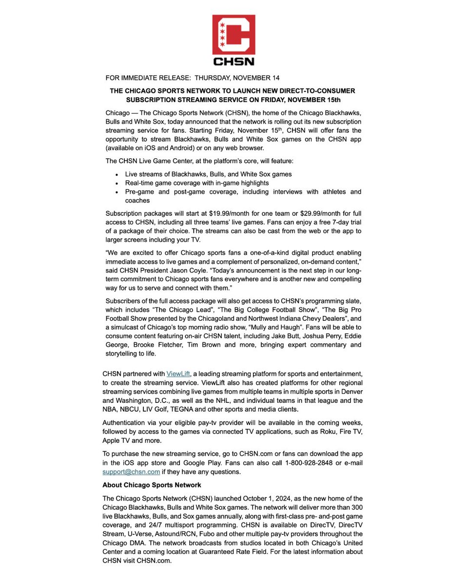 Chicago Sports Network tweet media