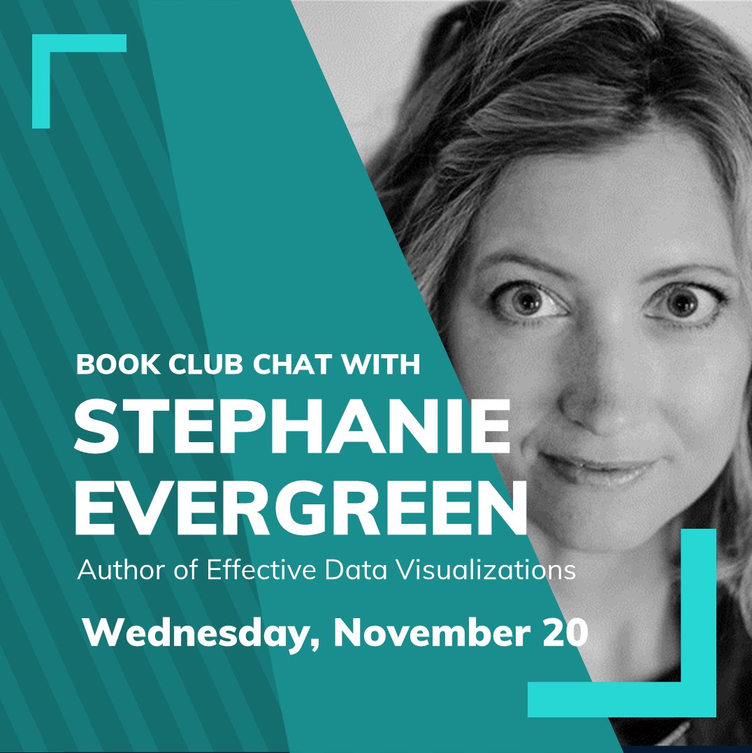 Don't miss our final Book Club session on Nov 20 to chat with author Stephanie Evergreen! We'll dive into Effective Data Visualization and how to craft impactful charts &amp; graphs to communicate data effectively.

Wednesday, November 20 at 1pm ET!

Register: loom.ly/A41lnbQ