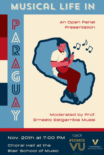 Join CLACX and <a href="/blairschool/">Vanderbilt Blair School of Music</a>  for "Musical Life in Paraguay" on Wednesday, November 20th at 7 PM at the Choral Hall. An open panel presentation by visiting faculty from the National Conservatory in Asunción, led by Dr. Ernesto Estigarribia, Assistant Professor of Conducting.