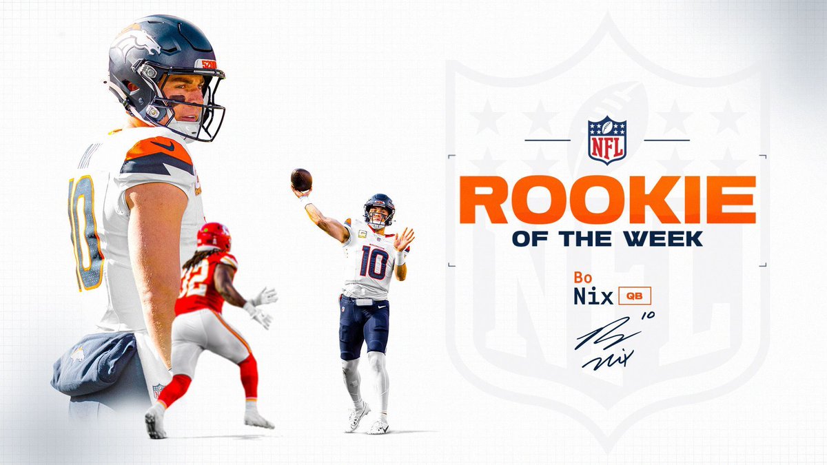 Another accolade for the rook! 👏

RT to congratulate QB Bo Nix on being named <a href="/NFL/">NFL</a> Rookie of the Week. 

📰 » bit.ly/3UPWXN4
