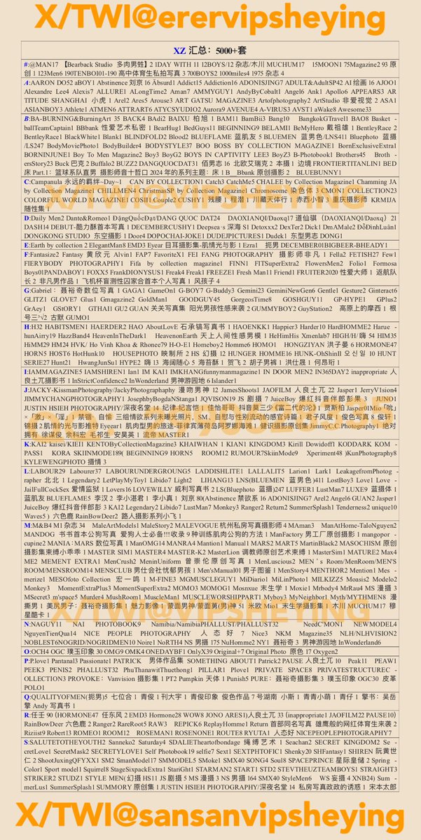 erervipsheying's tweet photo. D：东型男志DONG1
E：Earth by collection 2 ElegantMan8 EMD3 Eyear目耳摄影集-肌情光与影1 Ezra1  扼男DECEMBER01BIGBEER-BHEADY1

F：Fantasize2 Fantasy黄欣元Alvin1 FAP7 FavoriteX1 FEI FANG PHOTOGRAPHY 摄影师非凡1 Fella2 FETISH27 Few1 FIERYBODY PHOTOGRAPHY1 Fifa by collection magazine1 https://t.co/C4S6oJuqYG