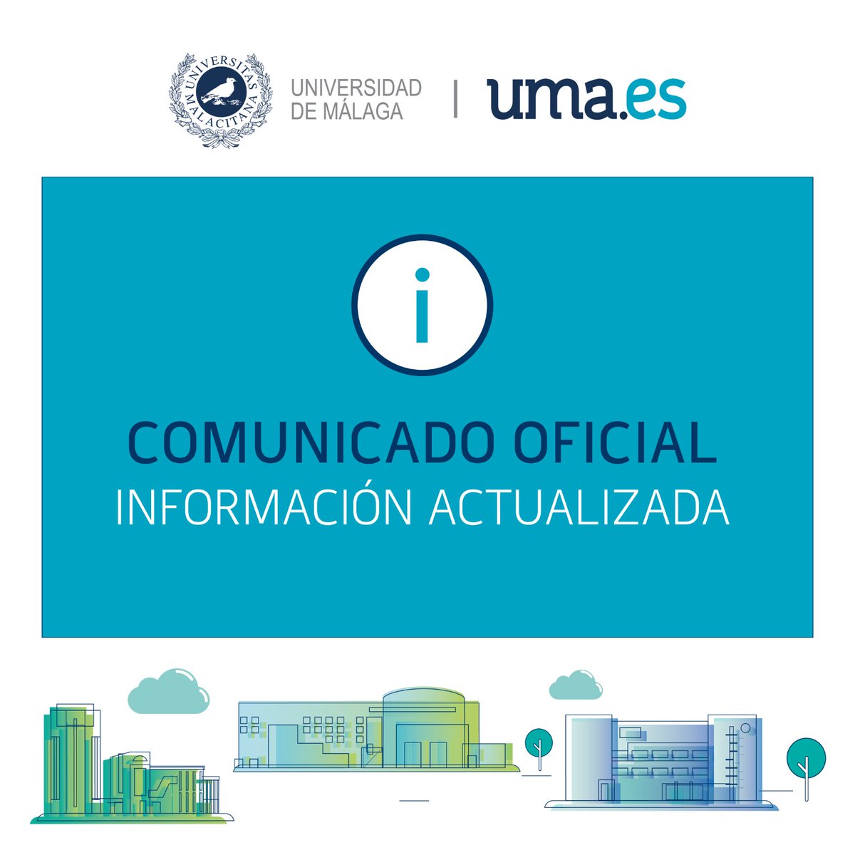 🔘| 𝐂𝐨𝐦𝐮𝐧𝐢𝐜𝐚𝐝𝐨 
La UMA retoma mañana viernes el 100% de la 𝗮𝗰𝘁𝗶𝘃𝗶𝗱𝗮𝗱 en todos los centros.

Tanto clases y actividades académicas como las tareas técnicas, de gestión, administración y servicios se desarrollarán en su 𝗵𝗼𝗿𝗮𝗿𝗶𝗼 𝗵𝗮𝗯𝗶𝘁𝘂𝗮𝗹.