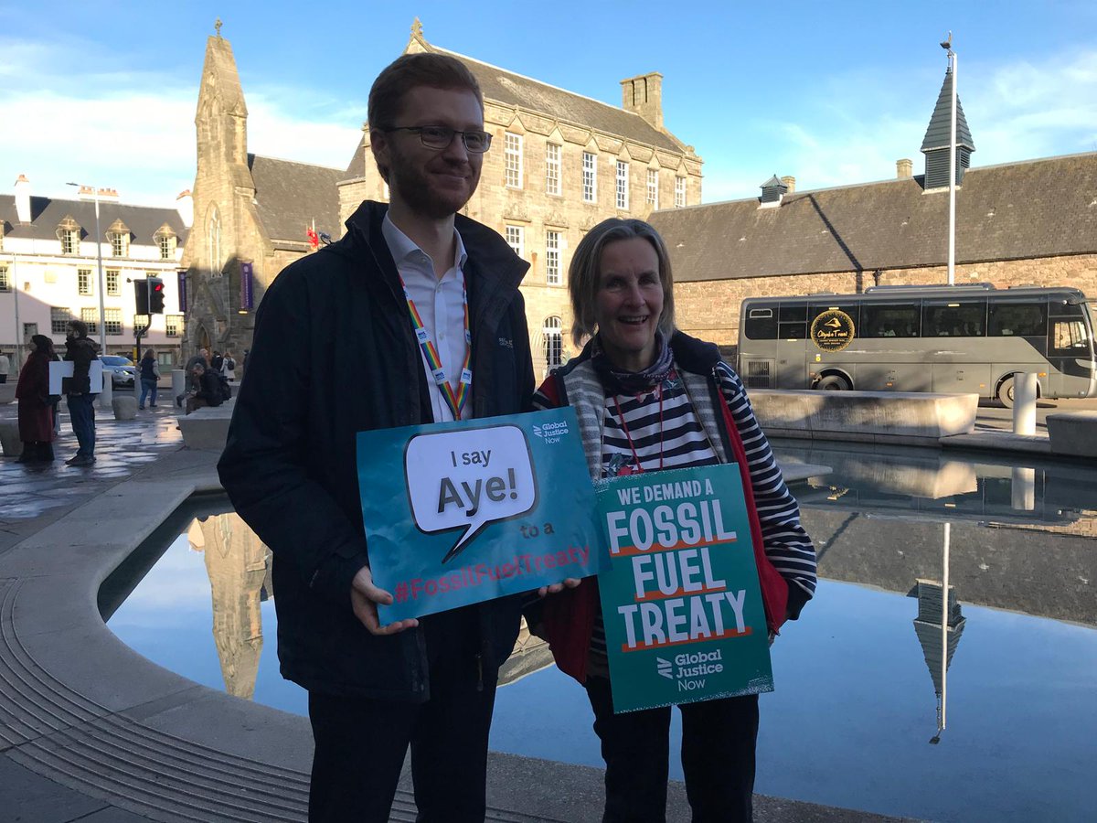 Global Justice Now Scotland 🏴 (@globaljusticesc) on Twitter photo Brilliant to see cross party support for the #FossilFuelTreaty at our joint demonstration outside the Scottish Parliament today with <a href="/sccscot/">Stop Climate Chaos Scotland</a> <a href="/paperboatswrite/">Paperboats Writers</a> <a href="/FoEScot/">Friends of the Earth Scotland 🌎</a> <a href="/christian_aid/">Christian Aid</a> and more!
It’s time for Scotland to stand up for our collective future - and back the treaty ✊🏽 Brilliant to see cross party support for the #FossilFuelTreaty at our joint demonstration outside the Scottish Parliament today with <a href="/sccscot/">Stop Climate Chaos Scotland</a> <a href="/paperboatswrite/">Paperboats Writers</a> <a href="/FoEScot/">Friends of the Earth Scotland 🌎</a> <a href="/christian_aid/">Christian Aid</a> and more!
It’s time for Scotland to stand up for our collective future - and back the treaty ✊🏽