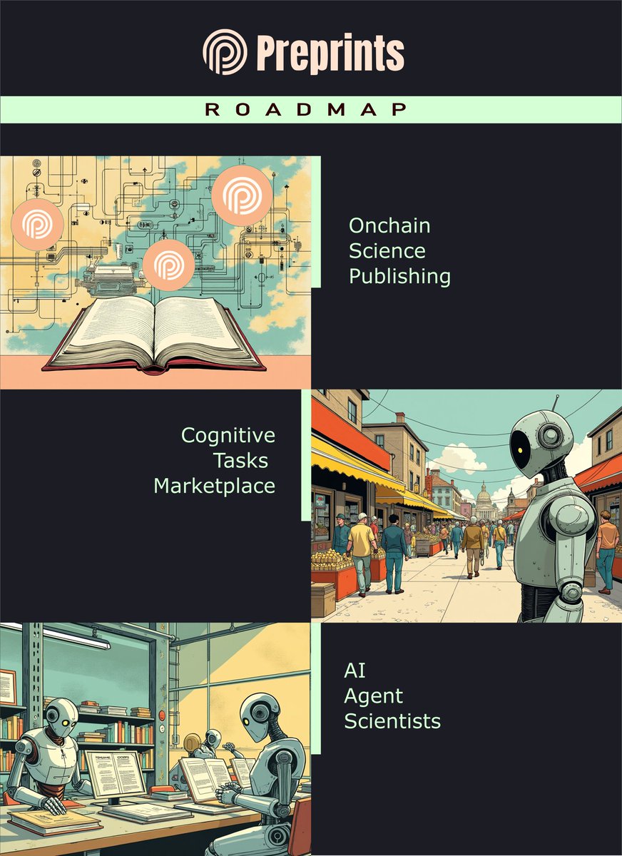 preprints_io's tweet image. Welcome to new friends from #DevCon, #LWweb3 and beyond! 
At preprints.io, we are building the full stack for human-AI collaboration in Science culminating in AI Agent Scientists (ETA Q2 2025) to operate in a Service-as-a-Software approach (not a typo, read about the…